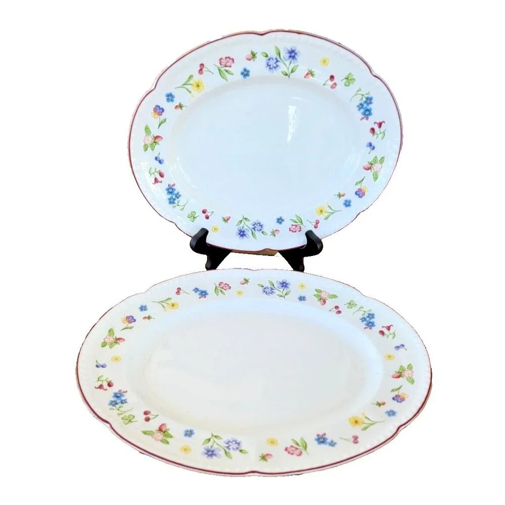 Johnson Brothers Fleurette Scalloped Rimmed Oval Platter 14